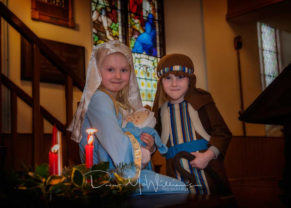 Mary and Joseph at Dromore Non-Subscribing Presbyterian Church Sunday School Christmas Service